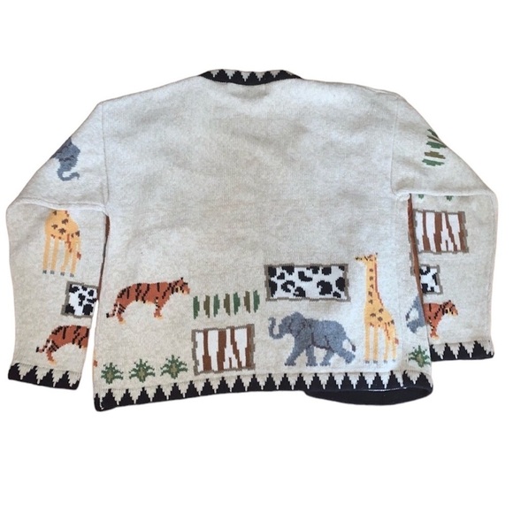 American Vintage Animal Print Cardigan - Cream, Orange, Gray, Black - Picture 3 of 8